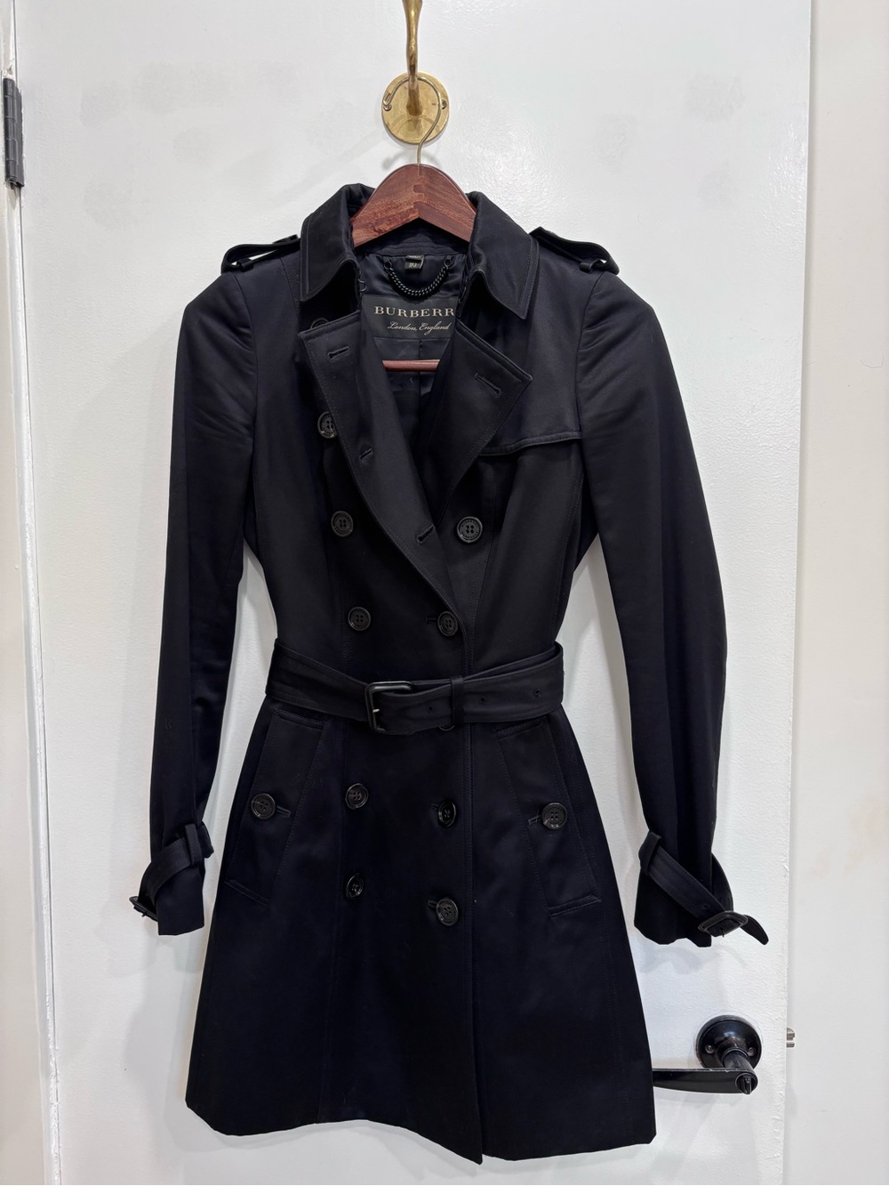 Burberry Black Double-Breasted Belted Trench Coat